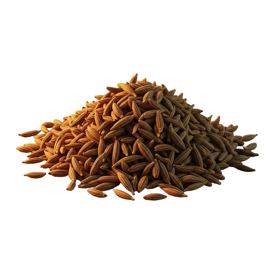 Render 3D de semillas de comino en pequeno monticulo