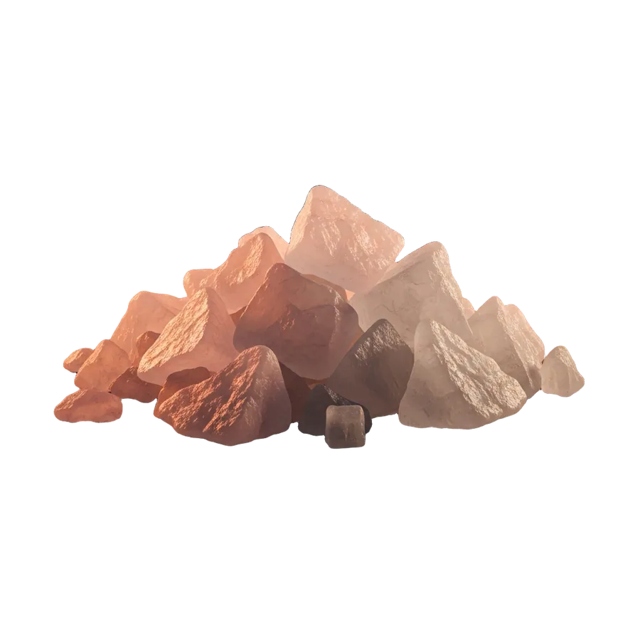 Render 3D de cristales de sal de mar en escamas