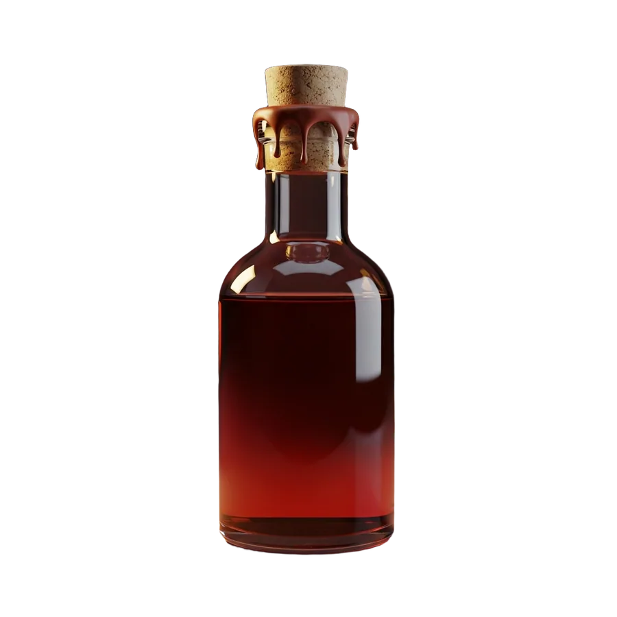 Render 3D de una botella artesanal de vinagre anejo