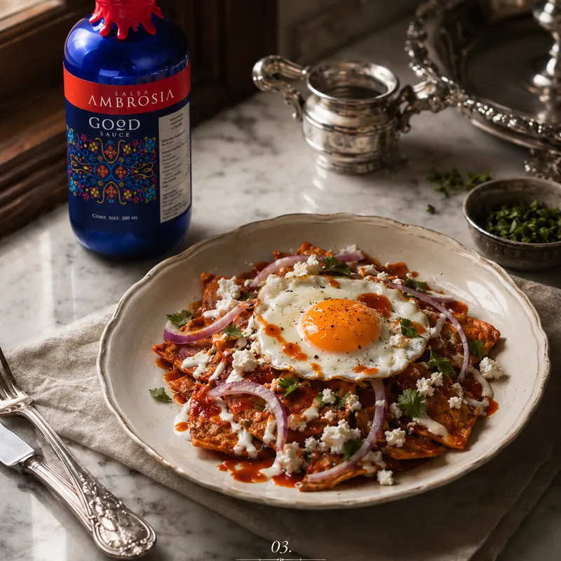 Chilaquiles rojos elevados