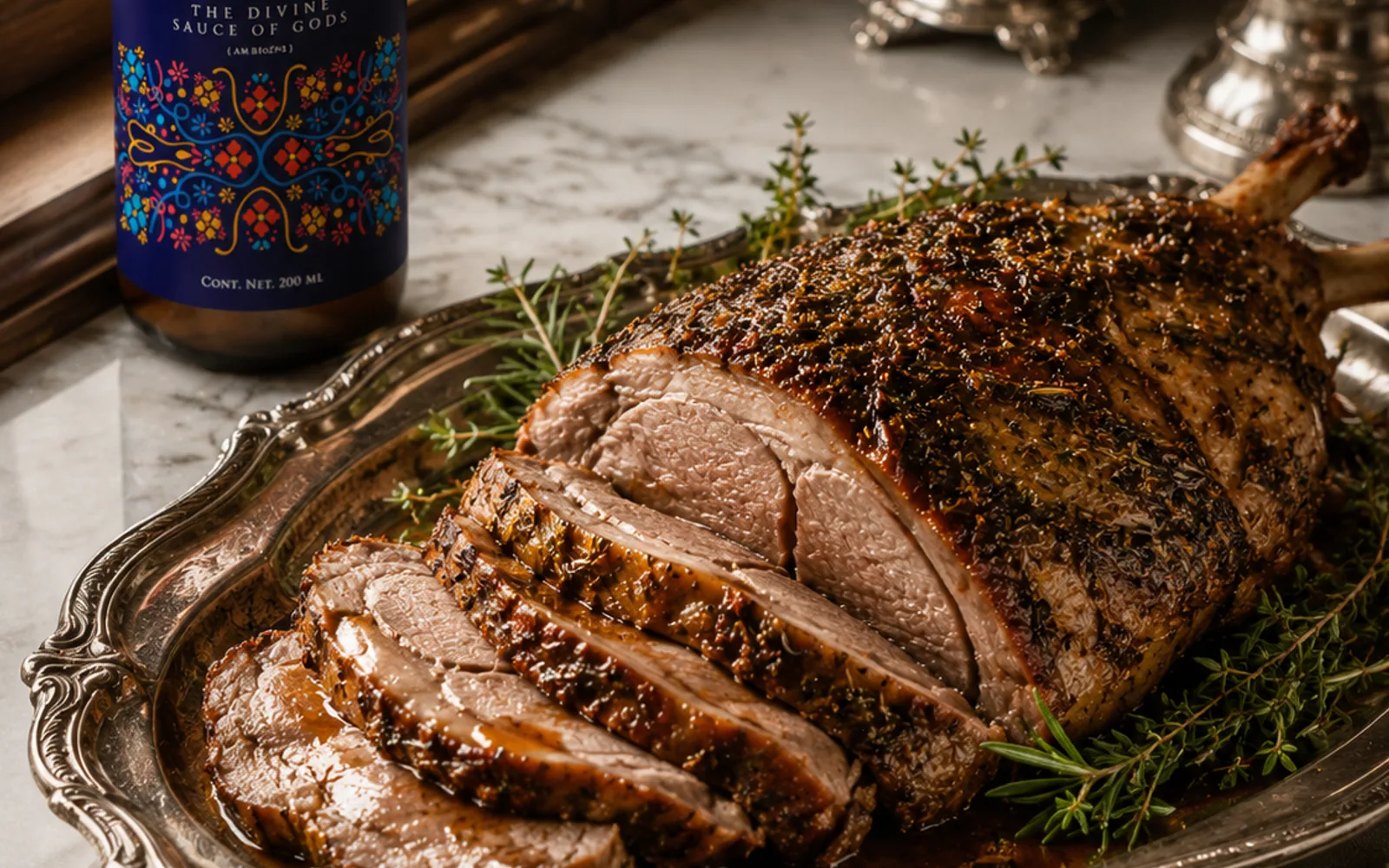 Cordero al horno con costra de hierbas y AMBROSIA
