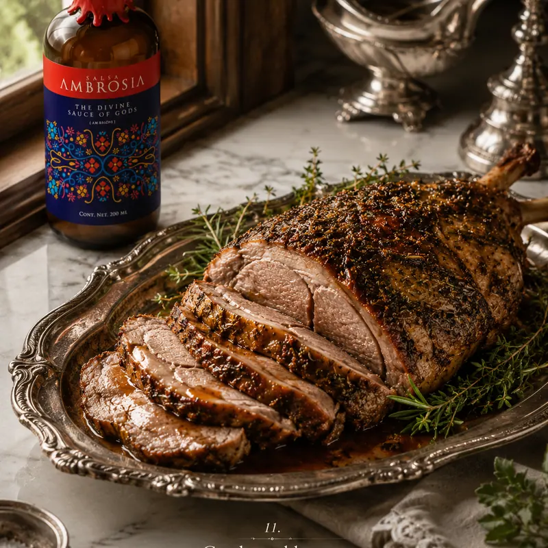 Cordero al horno con costra de hierbas y AMBROSIA