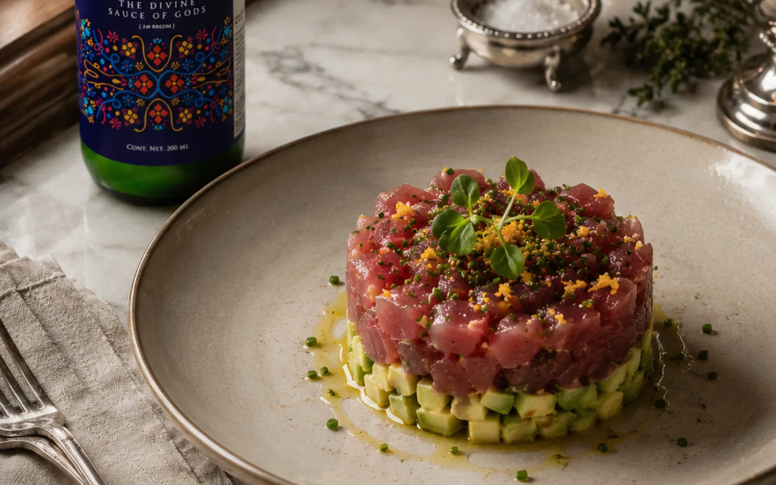 Tartar de atun con AMBROSIA y aguacate