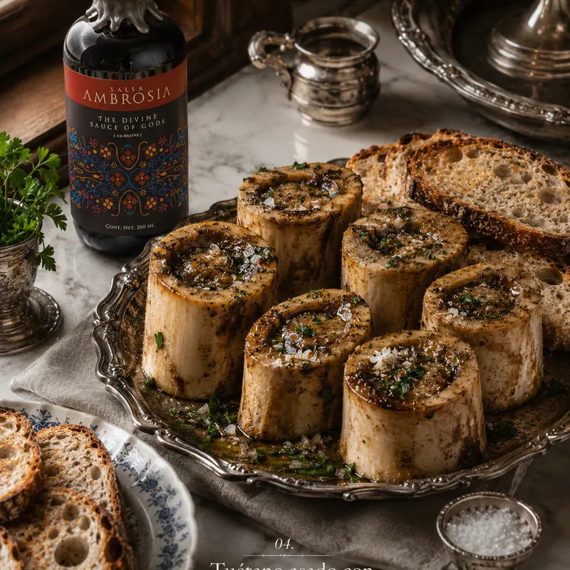 Tuetano asado con sal Maldon y AMBROSIA